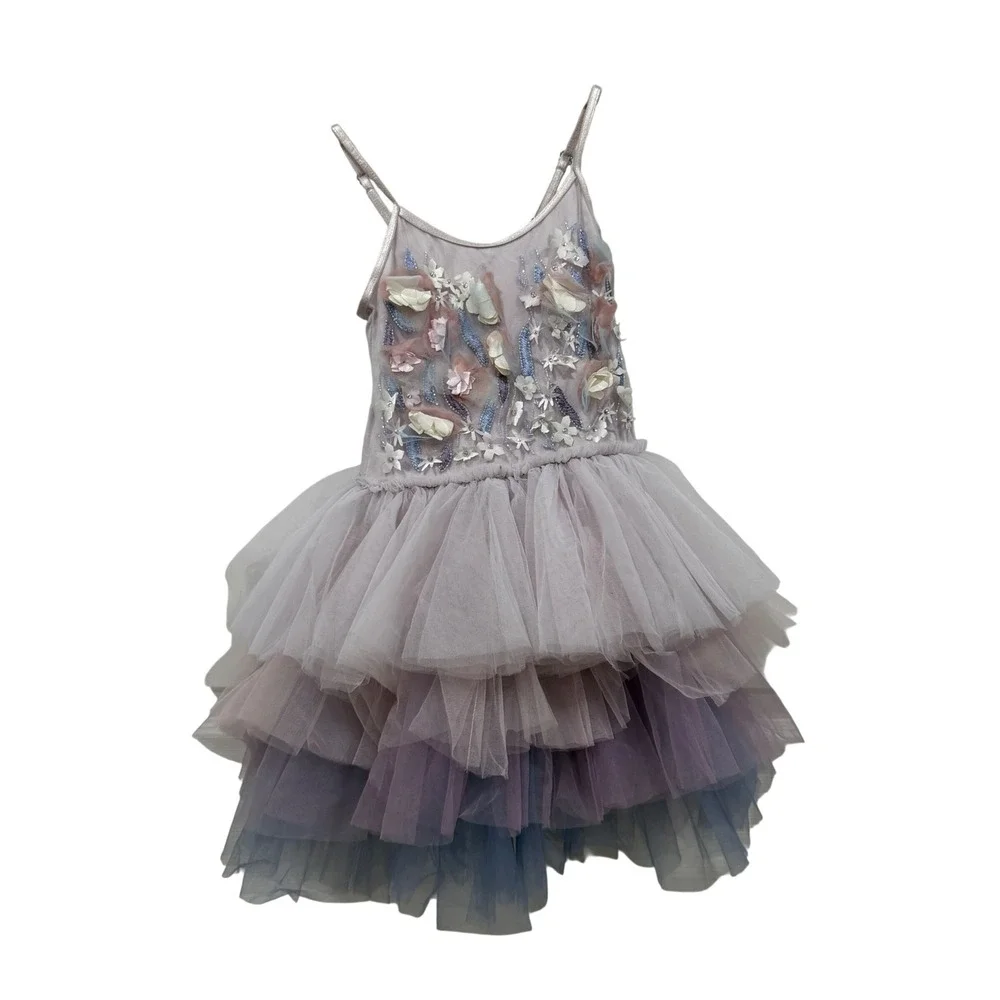 Tutu Du Monde Girls Lavender Blue 3D Floral Tulle Dress TDM3664 Size 2-3